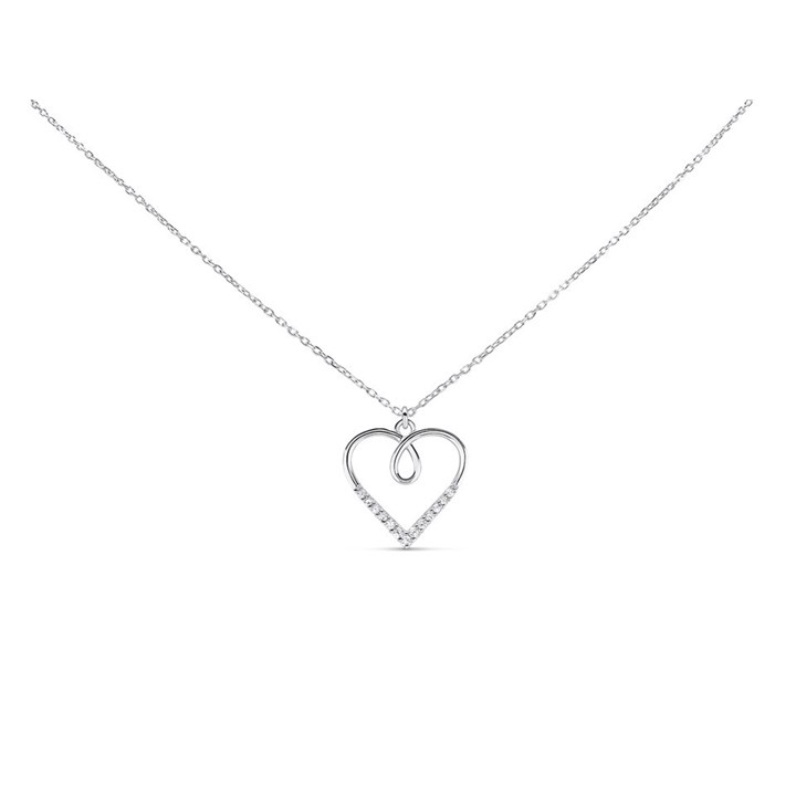 Silver Cubic Zirconia Heart Necklace - F3560
