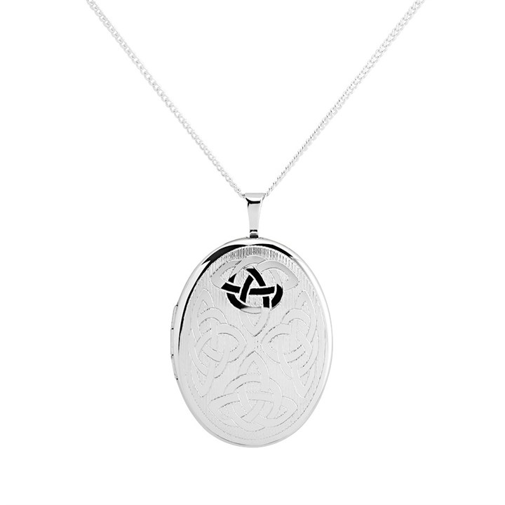 Silver Celtic Oval Locket And Chain - F43004