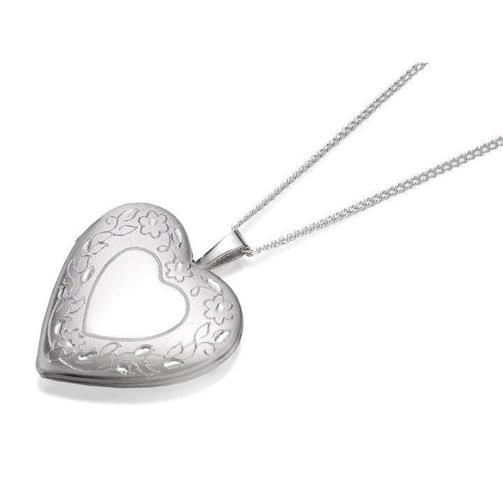 Silver Hinged Heart Locket And Chain - F4359