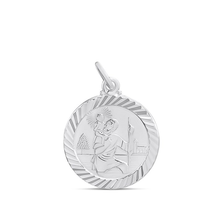 Silver Double Sided St. Christopher Medallion - F4750