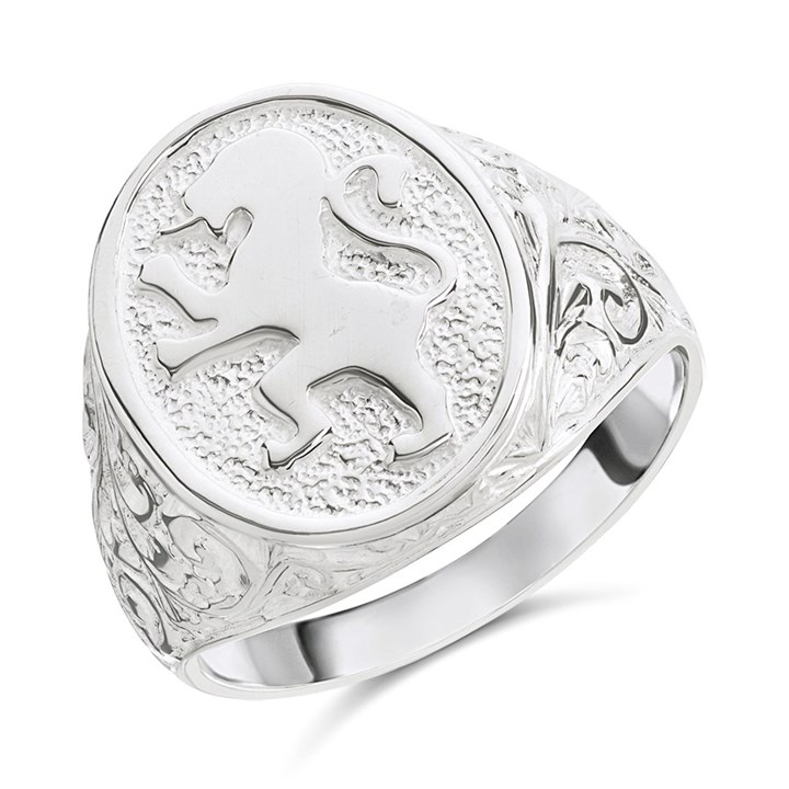 Silver Lion Rampant Ring - F48004