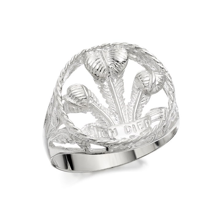 Silver Prince Of Wales Feathers Ring - F4953