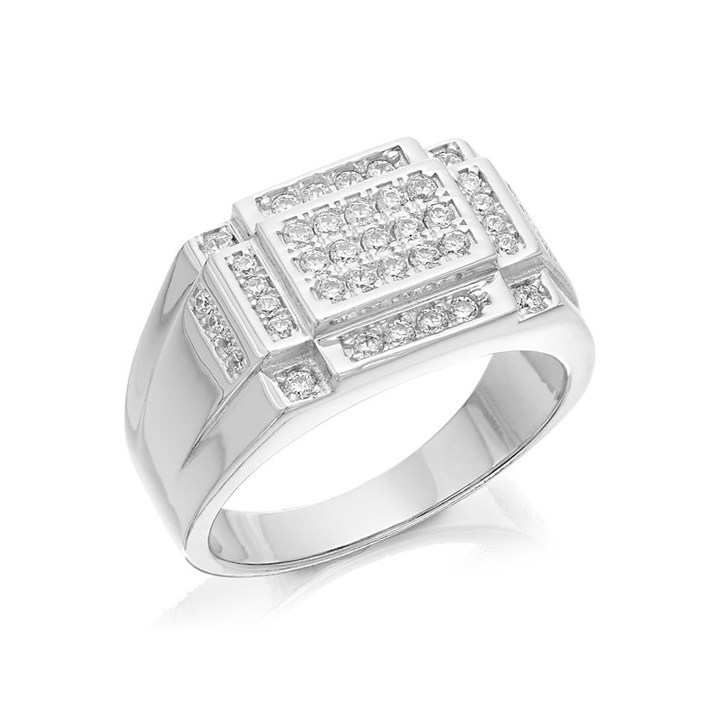 Silver Cubic Zirconia Signet Ring - F5101