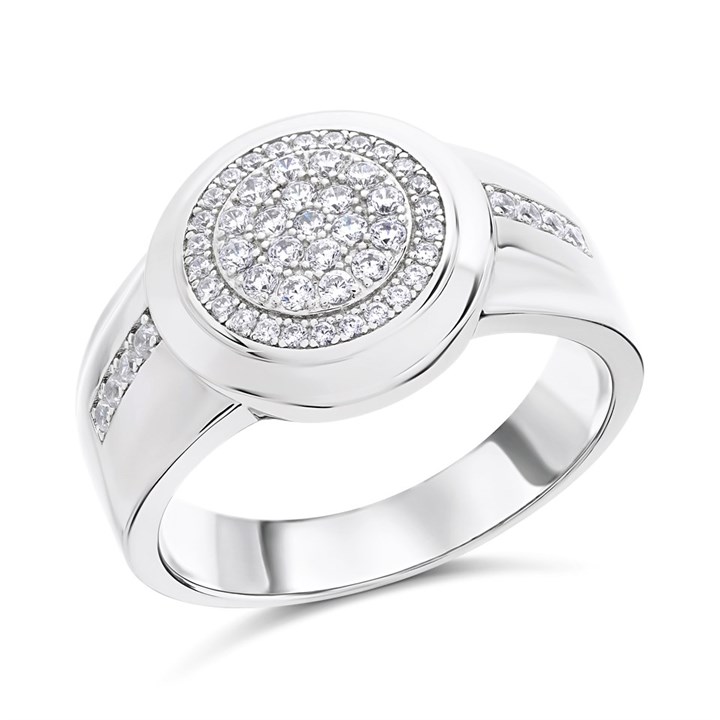 Silver Cubic Zirconia Signet Ring - F5116