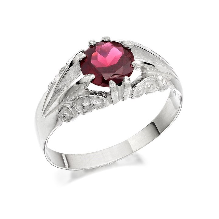 Silver Garnet Signet Ring - F5135