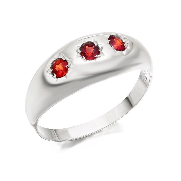 Silver Trilogy Garnet Signet Ring - F5176