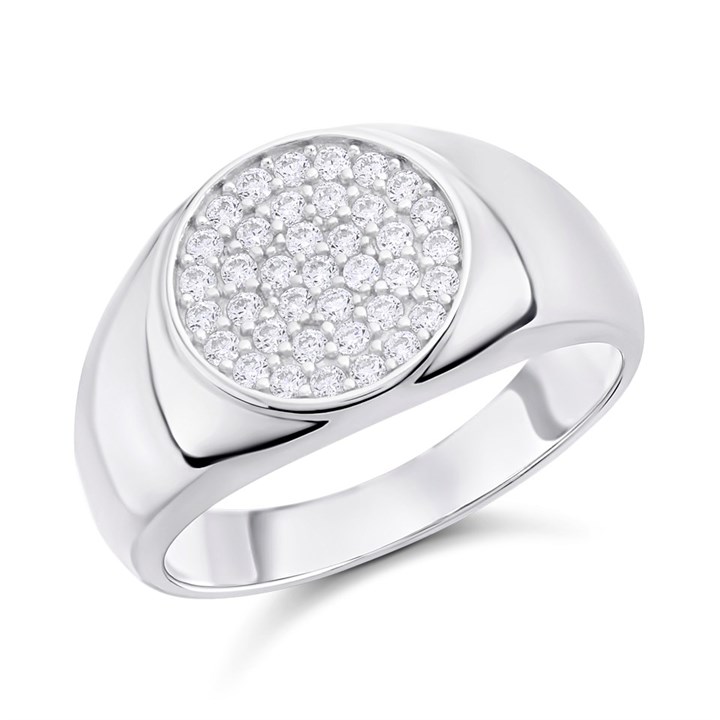Silver Round Cubic Zirconia Ring - F52001