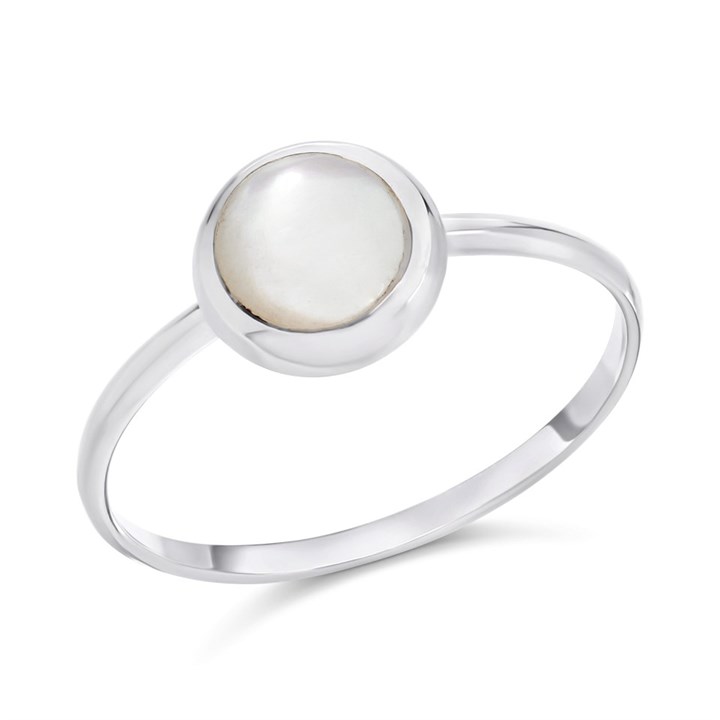 Silver Round Mother Of Pearl Ring - F52002