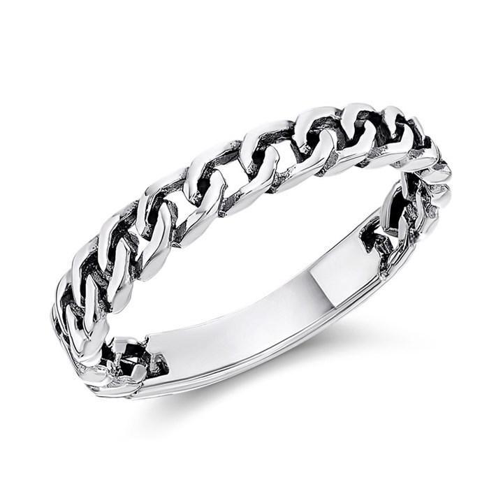 Silver Curb Band Ring - 3mm - F54002