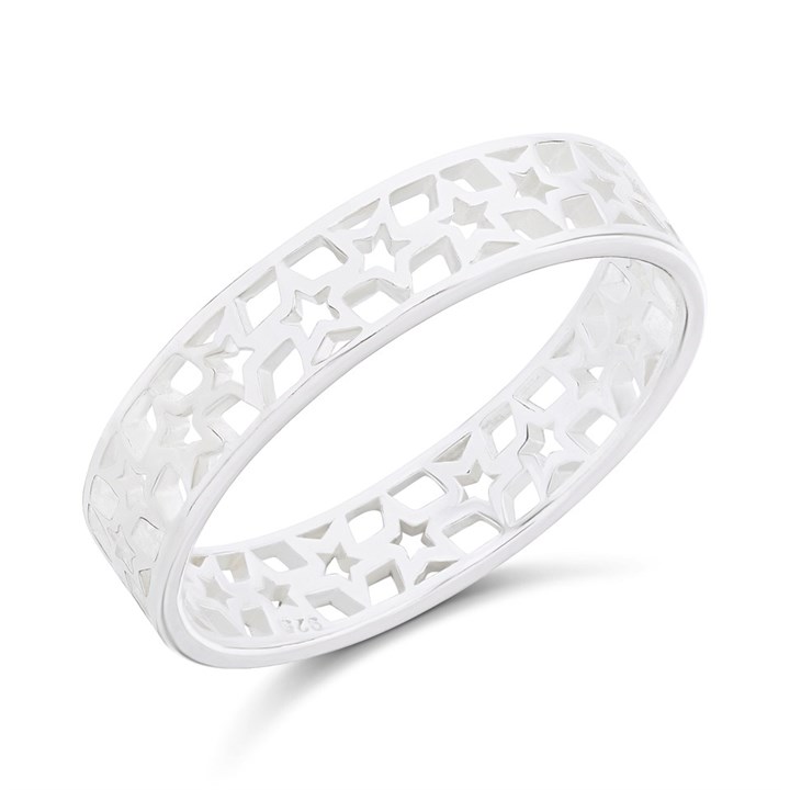 Silver Stars Band Ring - F54010