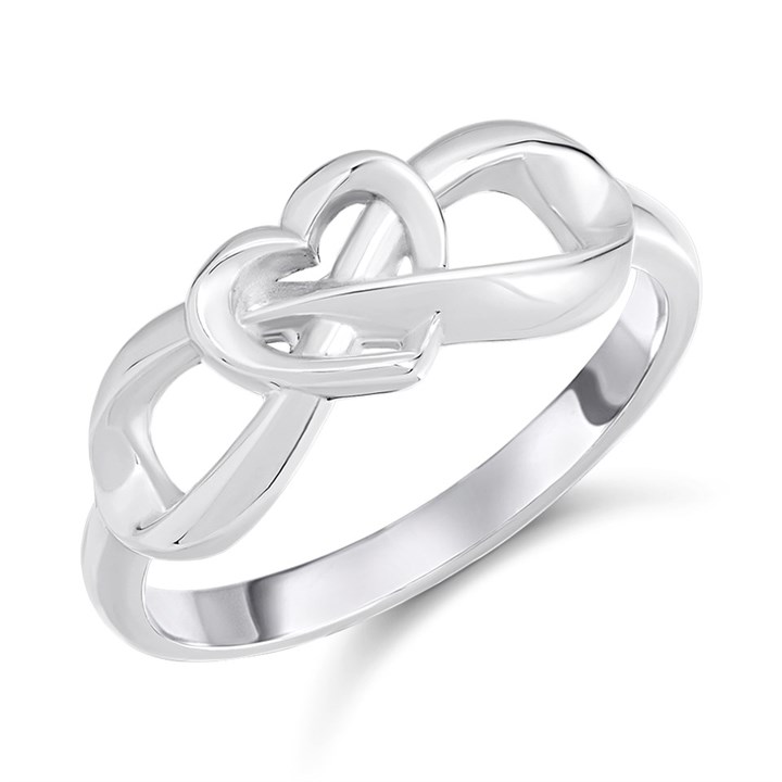 Silver Infinity And Heart Knot Ring - F54014