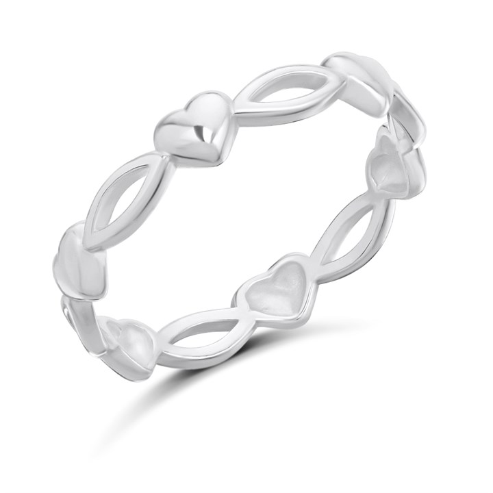 Silver Heart Station Ring - F5436