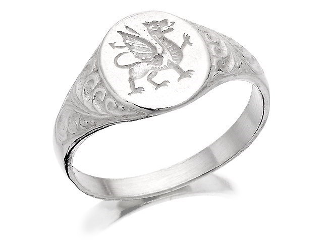 Silver Welsh Dragon Signet Ring - F5467