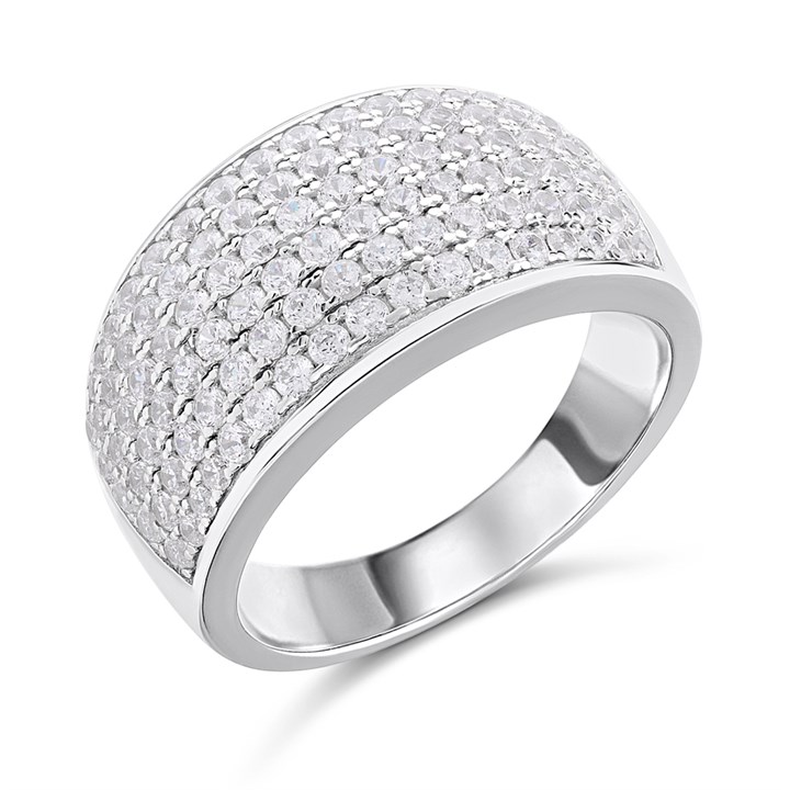 Silver Pave CZ Band Ring - F5938