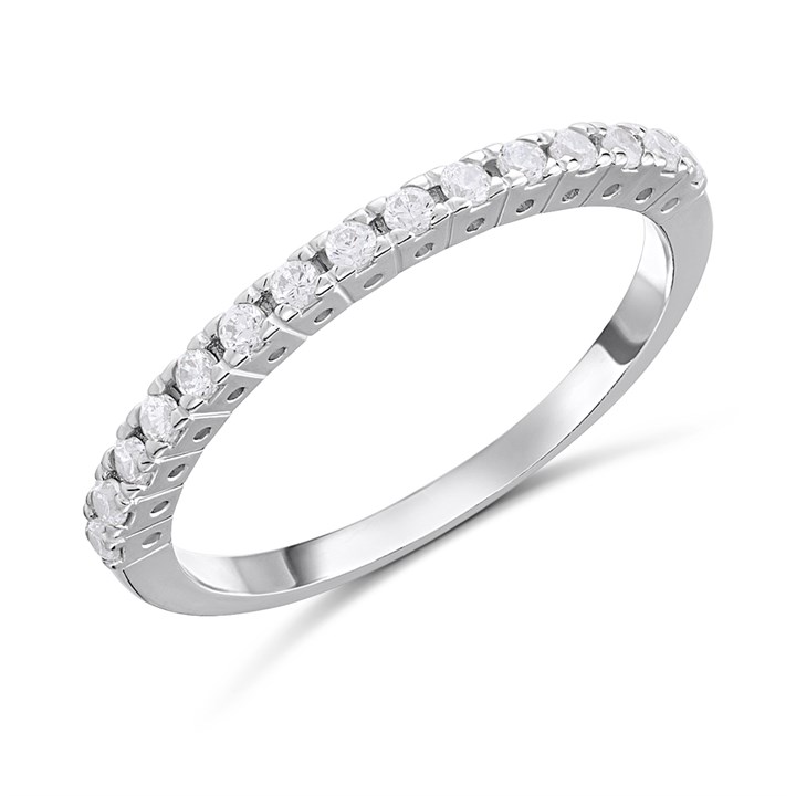 Silver Claw Set CZ Eternity Ring - F5940