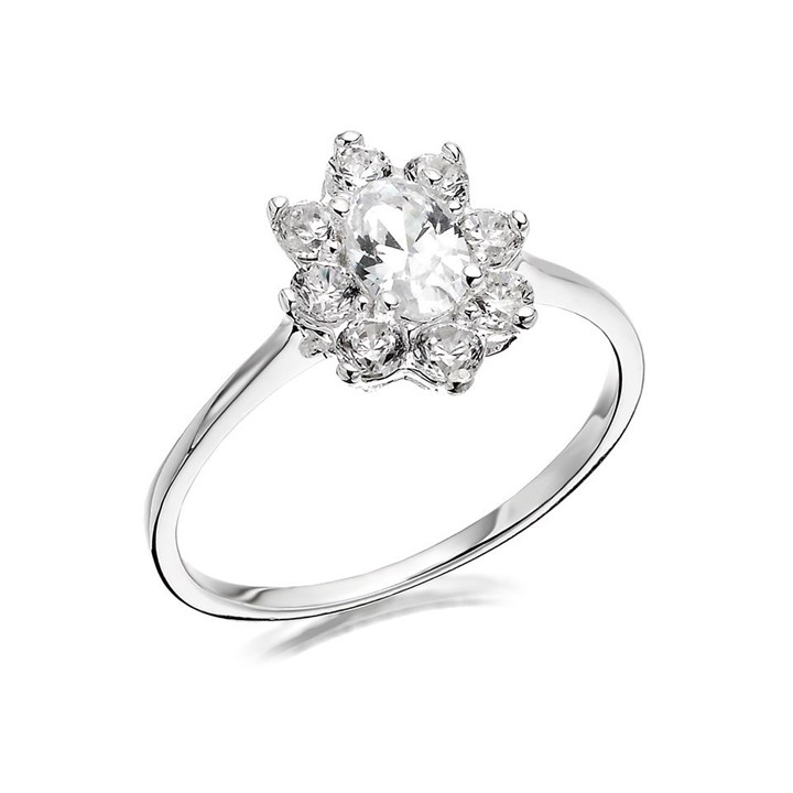Silver Cubic Zirconia Cluster Ring - F5970