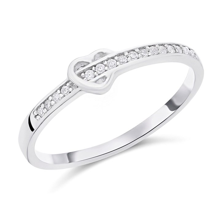 Silver Cubic Zirconia Heart Ring - F60003
