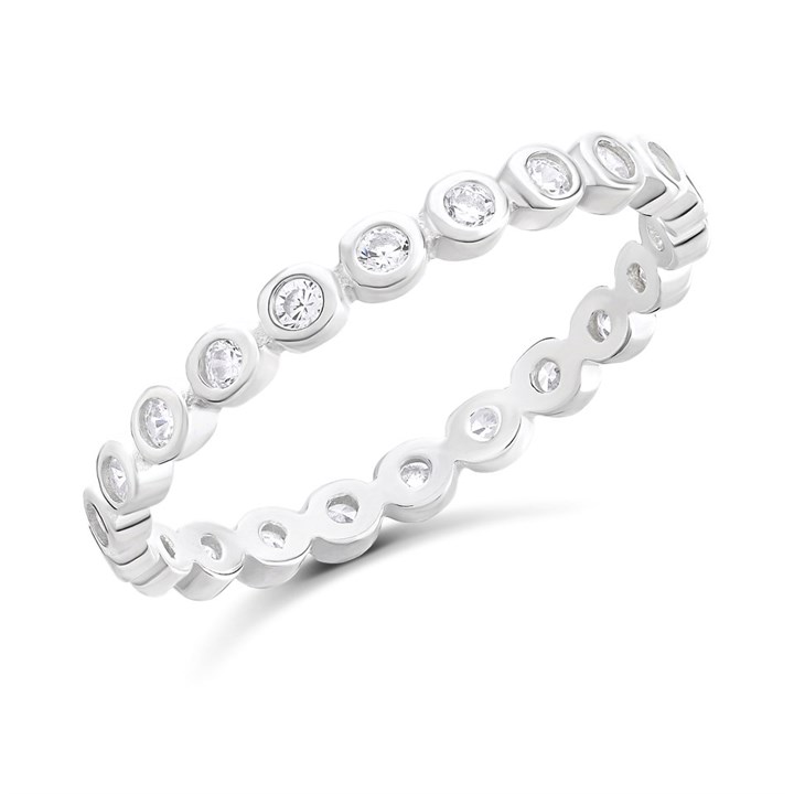 Silver Cubic Zirconia Full Eternity Ring - F60013