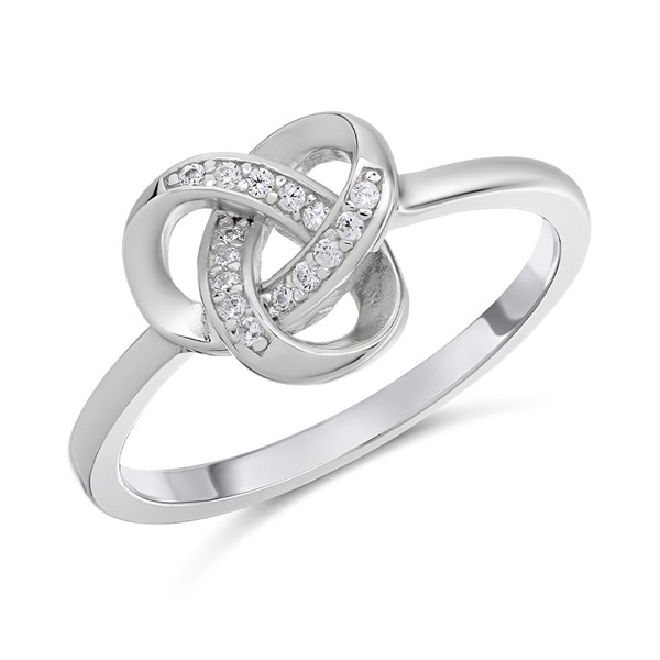 Silver Cubic Zirconia Knot Ring F60015 F.Hinds Jewellers