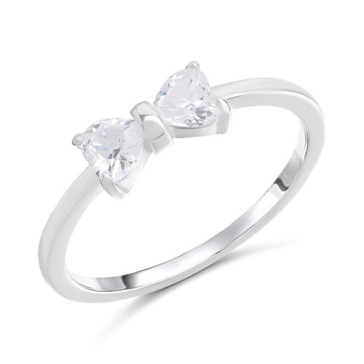 Silver Cubic Zirconia Bow Ring - F60017