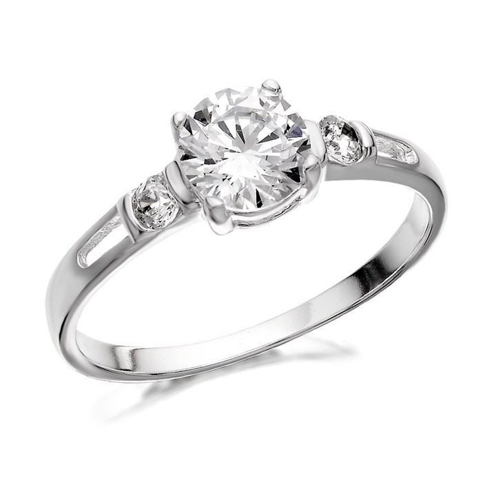 Silver Cubic Zirconia Solitaire Ring - F6007