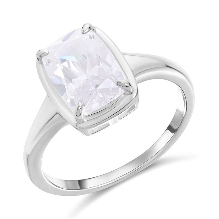 Silver Cushion CZ Ring - F60119