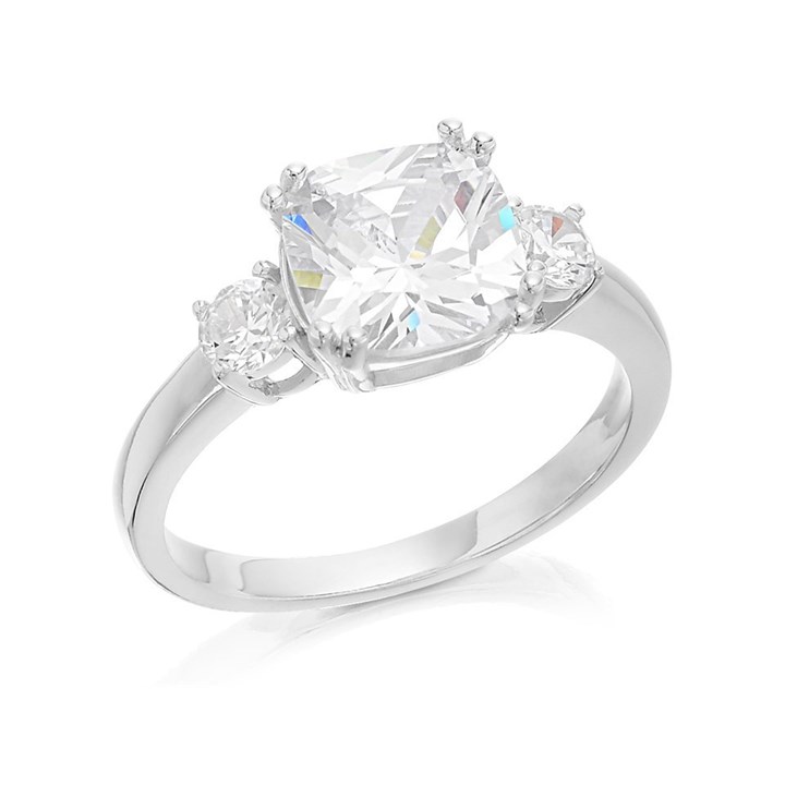 Silver Cubic Zirconia Three Stone Ring - F6029