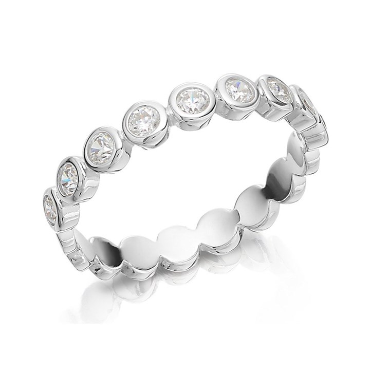 Silver Cubic Zirconia Half Eternity Ring - F6033