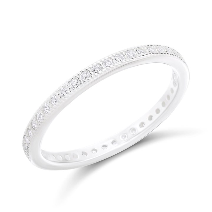 Silver Cubic Zirconia Full Eternity Ring - F6099