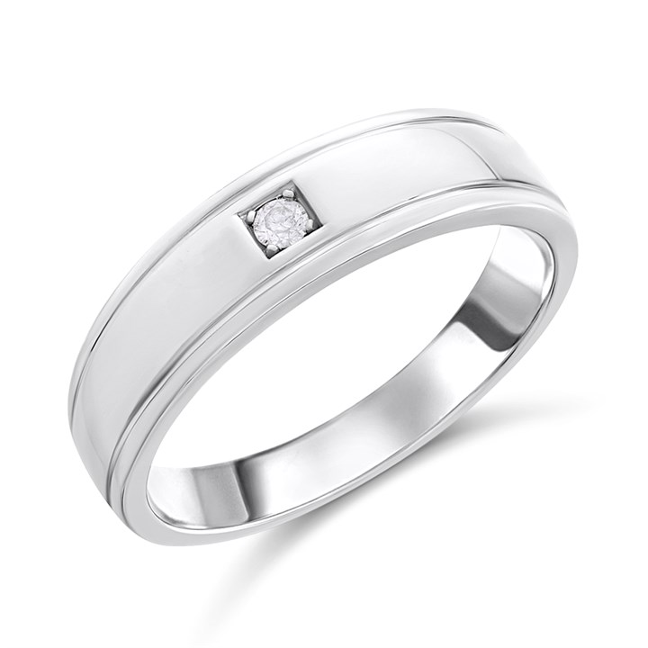 Silver Diamond-Set Band Ring - F62006