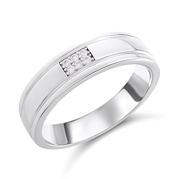 Silver Six Accent Diamond  Band Ring - F62007