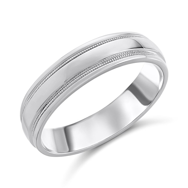 Silver 5mm Milgrain Band Ring - F62009