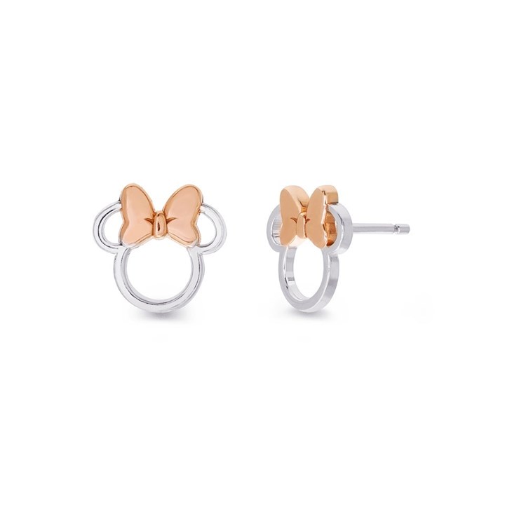 Disney Silver And Rose Plated Minnie Mouse Stud Earrings - 10mm - F6705
