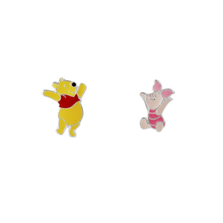 Disney Silver Winnie The Pooh And Piglet Stud Earrings - F67110