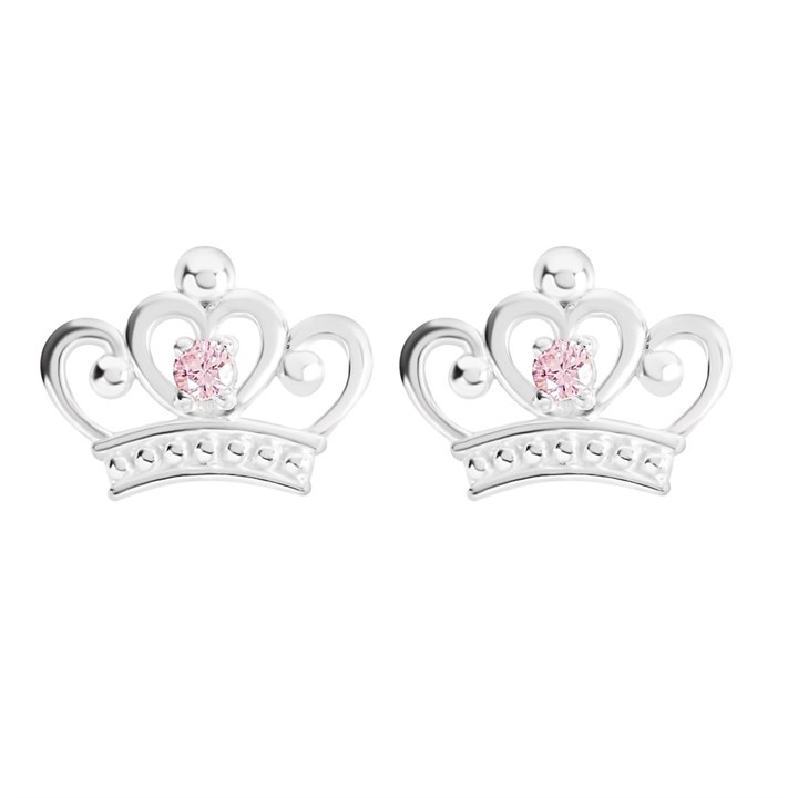Disney Silver Princess Crown CZ Stud Earrings - F67112