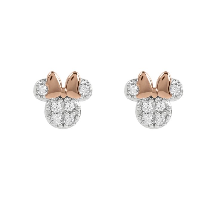 Disney Rose Gold Plated Sterling Silver Minnie CZ Stud Earrings - F67144