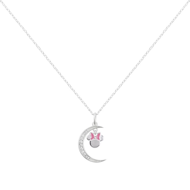 Disney Silver Mickey and Minnie Moon Necklace - F67146