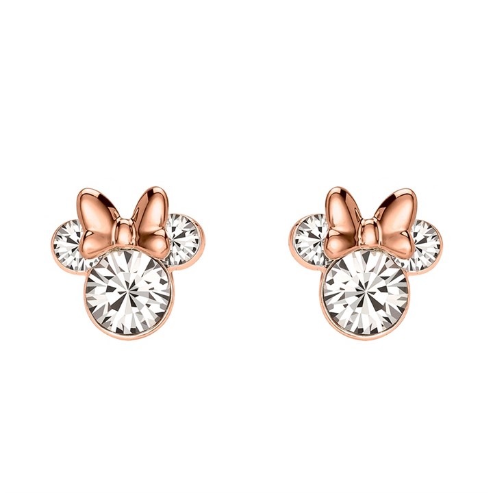 Disney Minnie Rose Gold Plated Bow Crystal Stud Earrings - F67175
