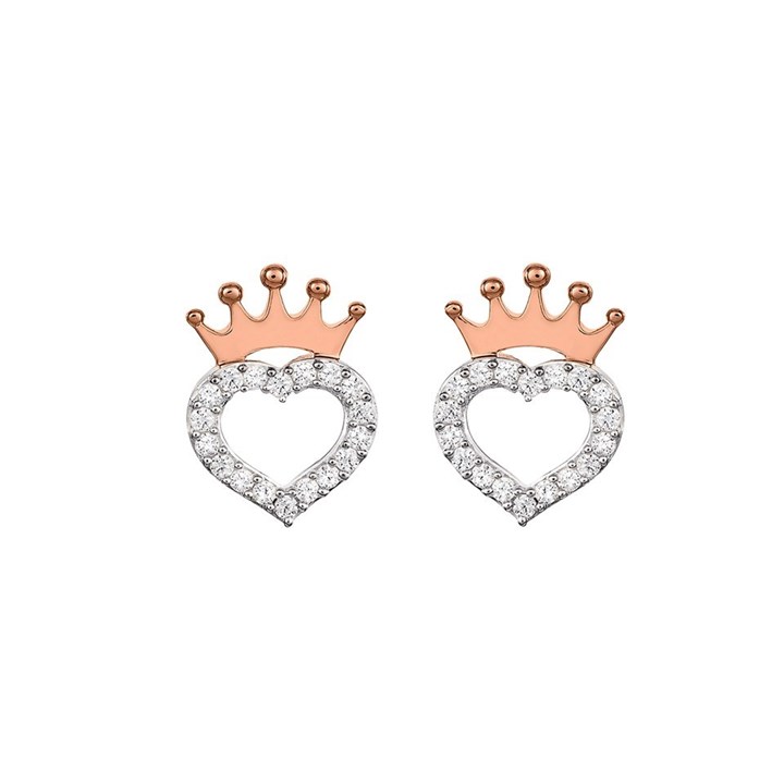 Disney Silver And Rose Plated Princess Crystal Stud Earrings - 11mm - F6734