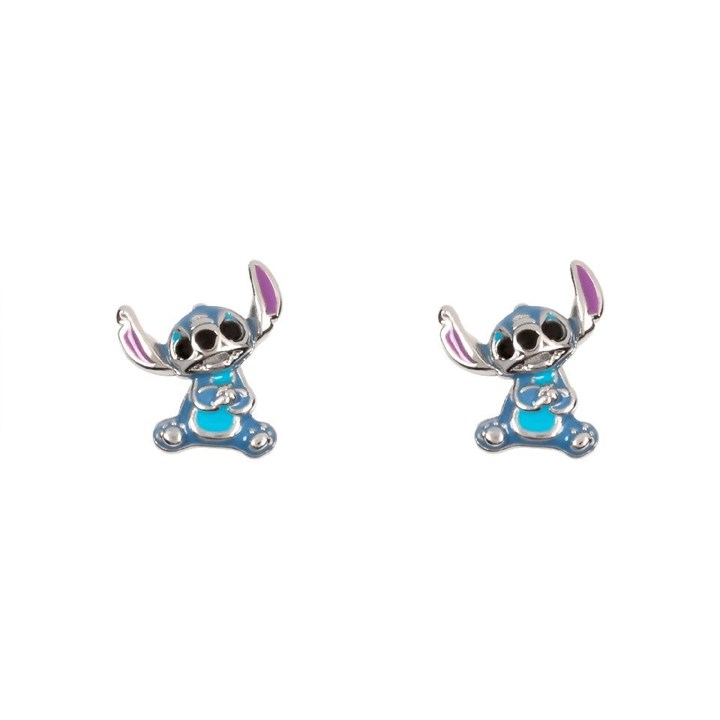 Disney Silver Stitch Blue Enamel Stud Earrings - F6762