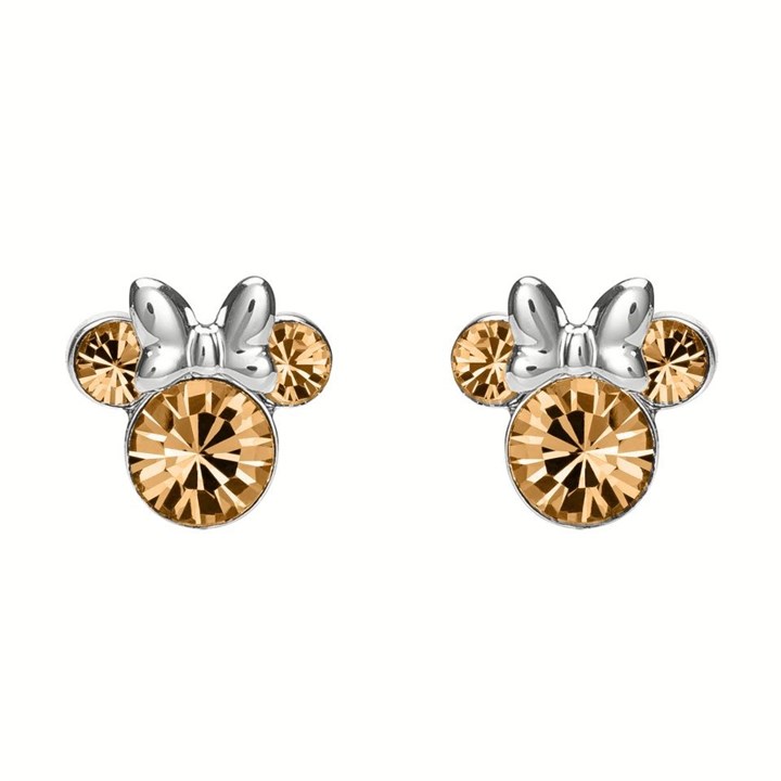 Disney Silver Minnie Gold coloured Crystal Birthstone Stud Earrings - June - F6780