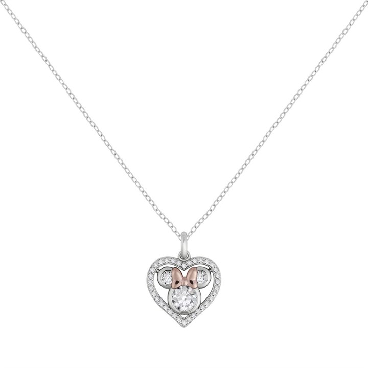 Disney Silver Minnie Cubic Zirconia Bow Necklace - F6789