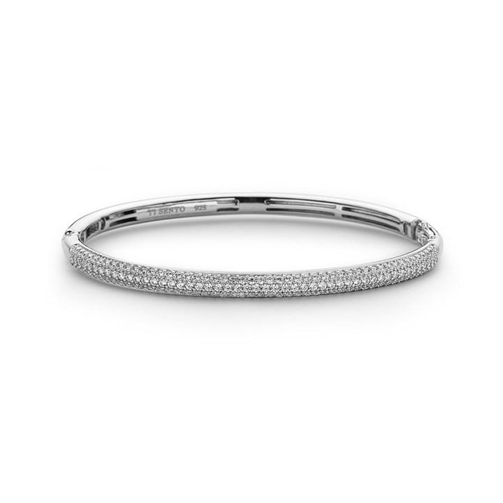 TI SENTO Silver Cubic Zirconia Bangle - F6907