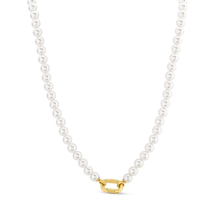 TI SENTO Gold Plated Silver 6MM Simulated Pearl Necklace - 17.5in - F69103