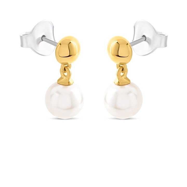 TI SENTO Gold Plated Silver Simulated Pearl Earrings - F69105