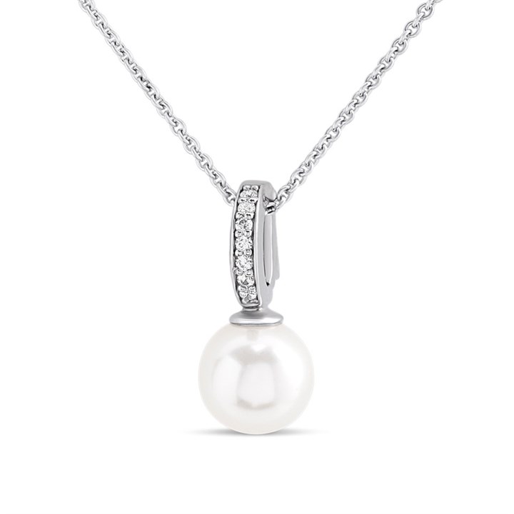 TI SENTO Silver 6760PW Simulated Pearl CZ Necklace - F69108