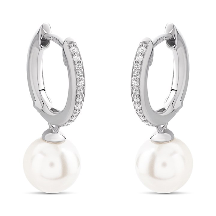 TI SENTO Silver 7696PW Simulated Pearl CZ Earrings - F69109