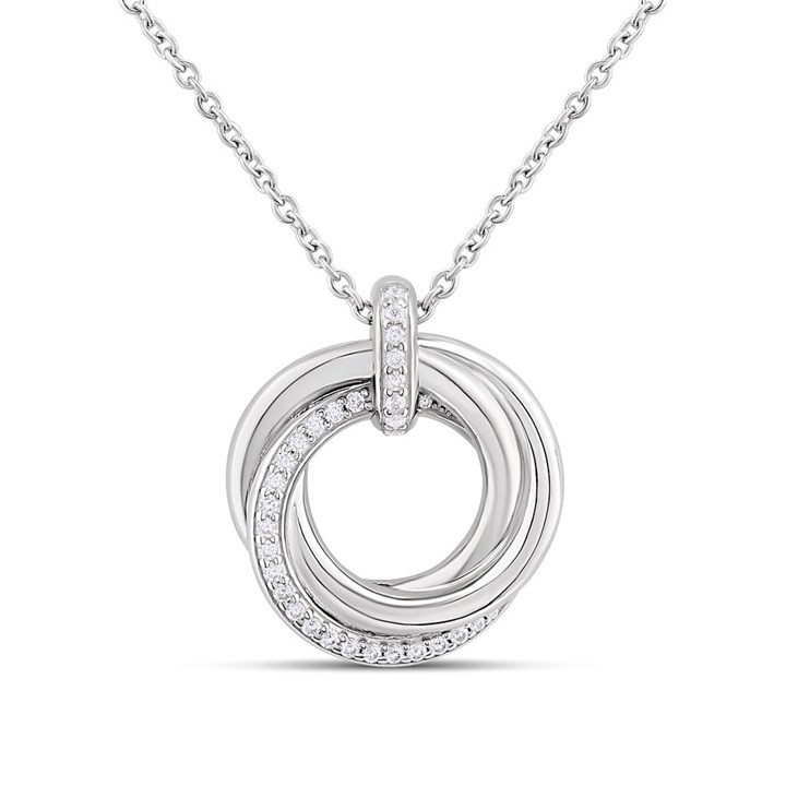 TI SENTO Silver 34055ZI/42 CZ Set Twist Necklet - F69116