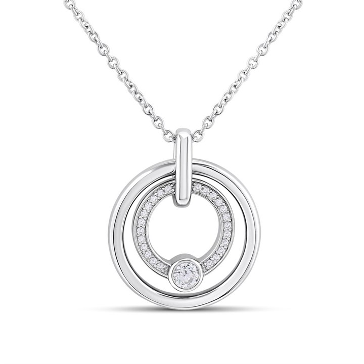 TI SENTO Silver 34056ZI/42  CZ Circles Necklet - F69118
