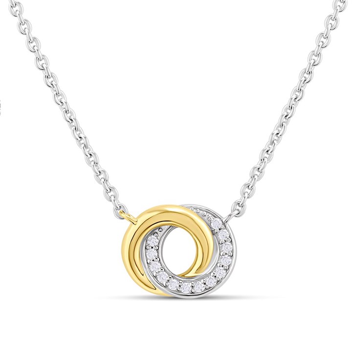 TI SENTO Silver 3915ZY/42  CZ Double Circle Necklet - F69119